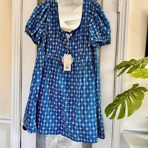 Rhode For Target Blue Blue Eyelet Babydoll Mini Dress